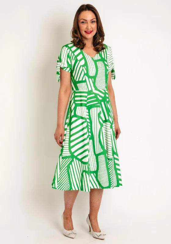 Kate Cooper Geometrical Print A-Line Midi Dress, AppleEvening Dress