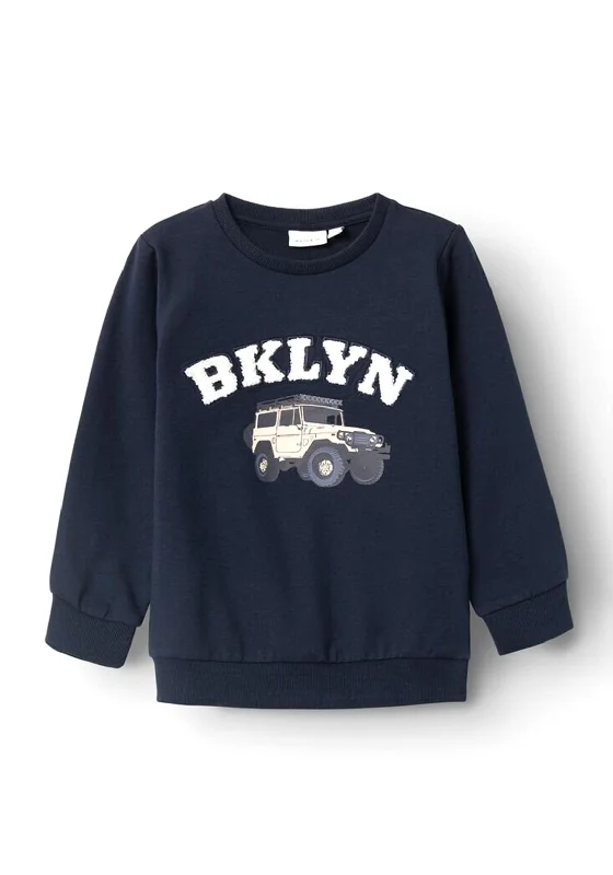 Name It Mini Boy Konrad Sweater, Dark SapphirePainted Knit Tops