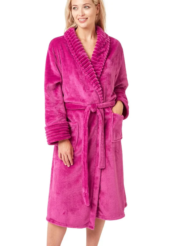 Indigo Sky Jungle Brights Ripple Fleece Dressing Gown, RaspberryMilitary Dress