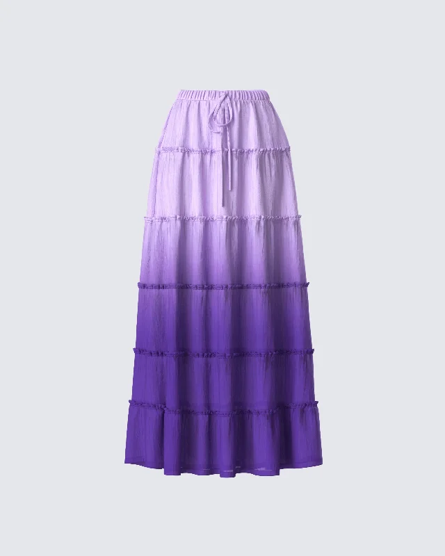 Zadie Purple Ombre Tiered Maxi SkirtDesigner Skirt