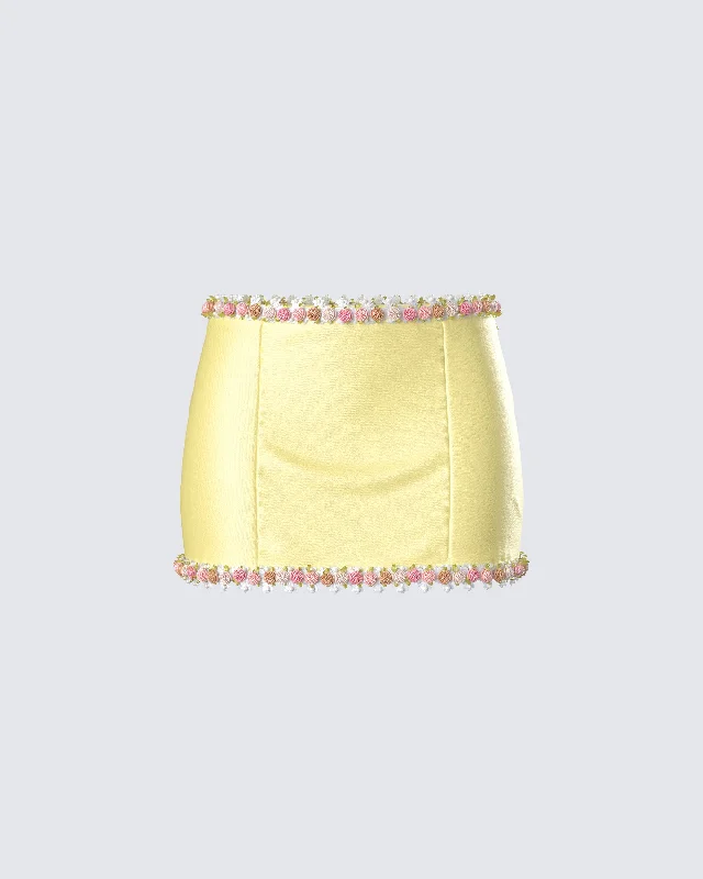 Nori Yellow Floral Micro Mini SkirtFormal Skirt