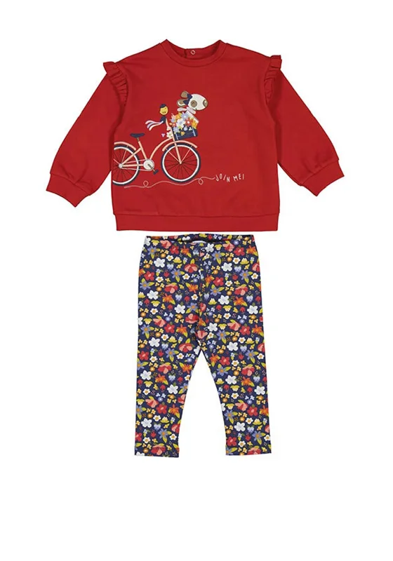 Mayoral Baby Girl Bicycle Sweater and Legging Set, PaprikaLimited Edition Knit Tops