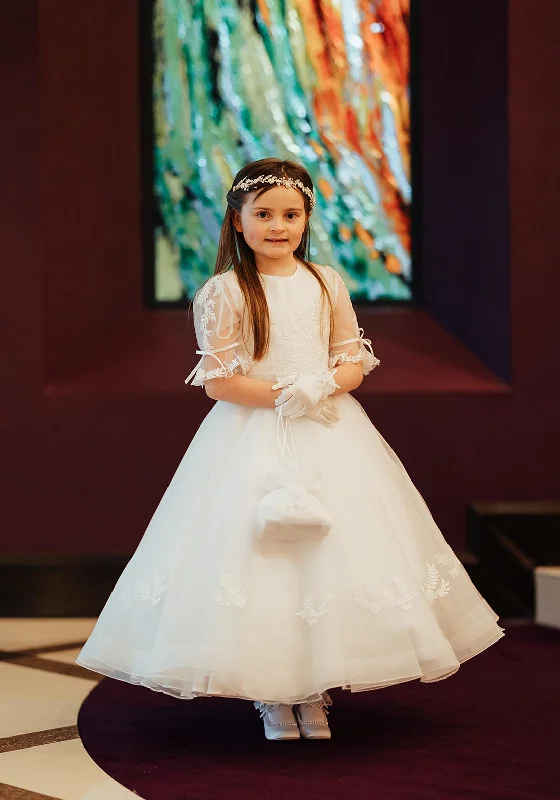 Isabella IS24654 Communion Dress, WhiteGeometric Dress