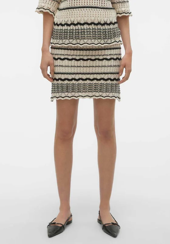 Vero Moda Minou Crochet Mini Skirt, Birch & BlackHigh-visibility Skirt