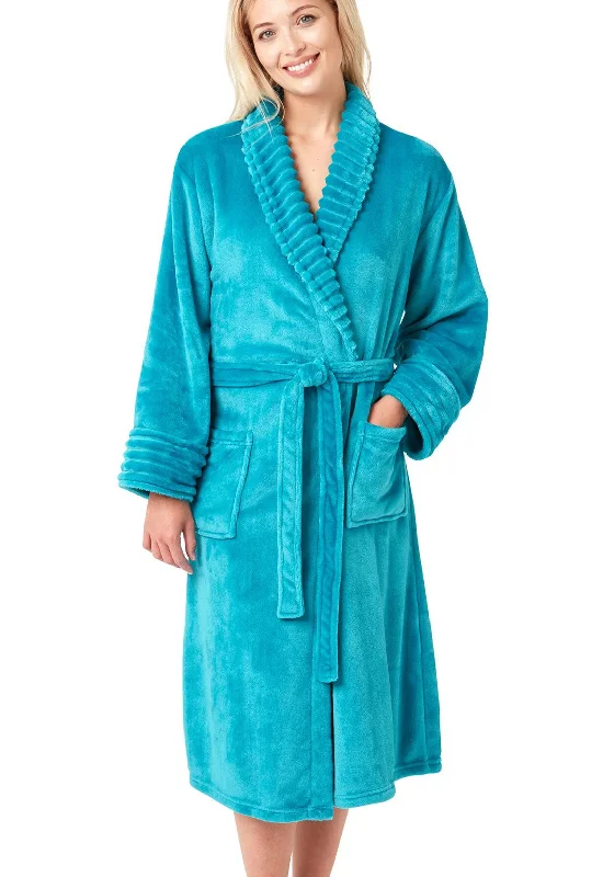 Indigo Sky Jungle Brights Ripple Fleece Dressing Gown, TealHigh-visibility Dress