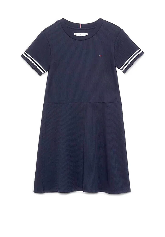 Tommy Hilfiger Girl Essential Ribbed Dress, NavyPeplum Dress