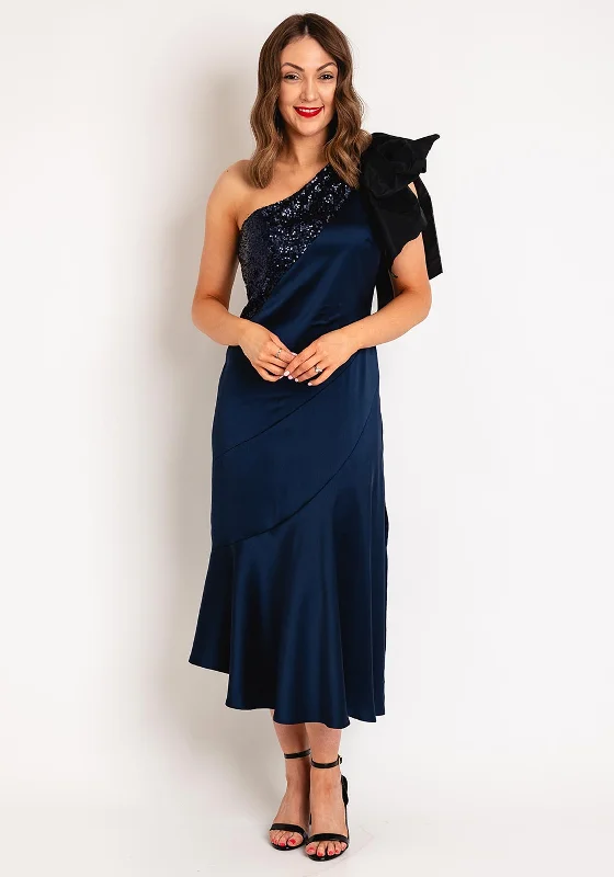 Sisters By Caroline Kilkenny Kennedy Sequin Satin Maxi Dress, NavySatin Dress