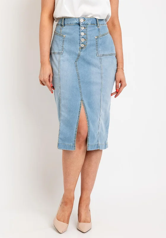 Eva Kayan Denim Button Midi Skirt, Light BlueDivided Skirt