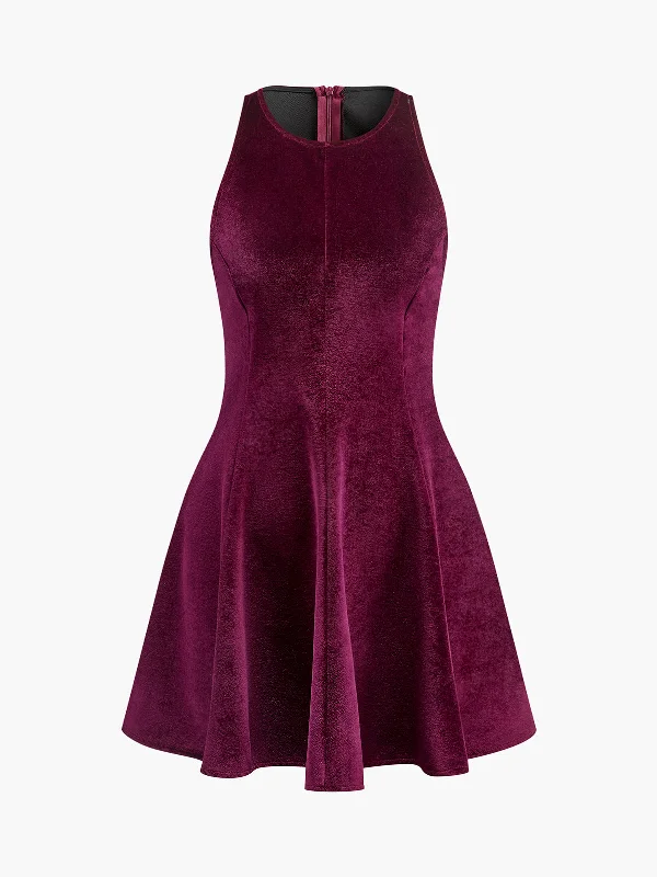 Velvet Zipper Slim Tank DressTulle Dress