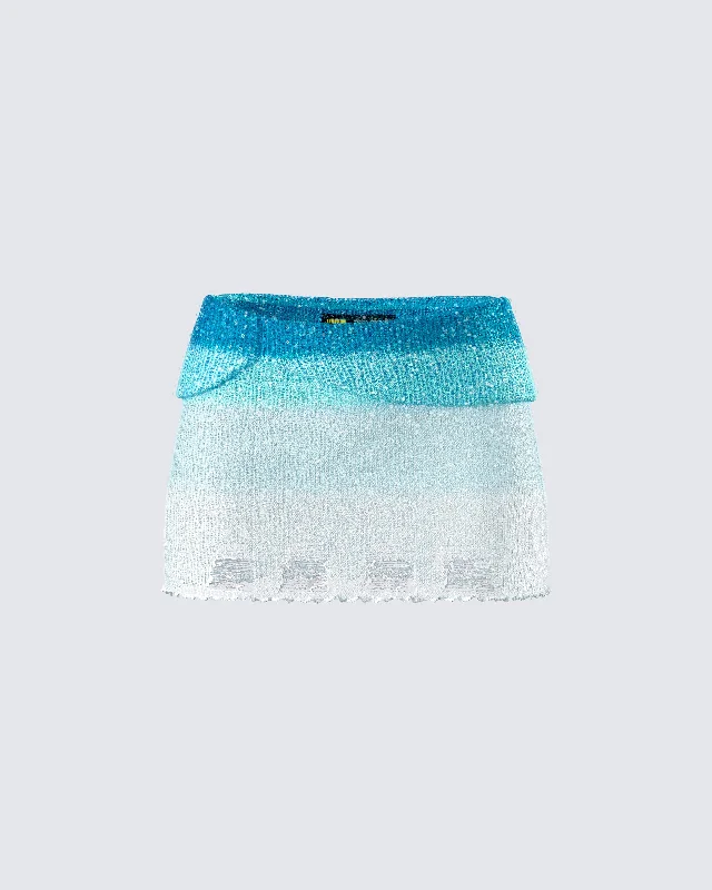 Vanessa Turquoise Sequin Knit SkirtTiered Skirt