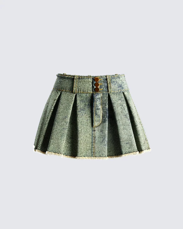 Richelle Washed Denim Mini SkirtCulotte Skirt