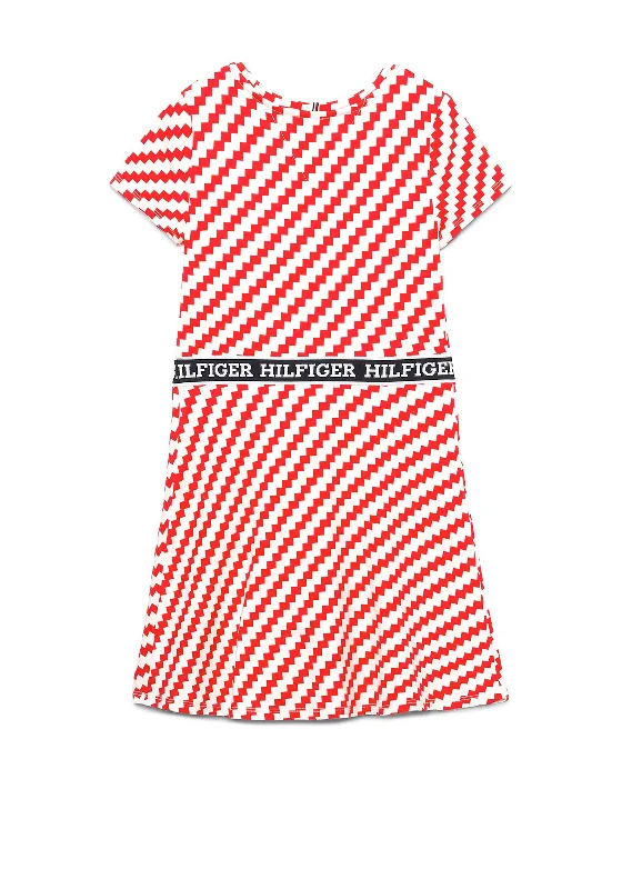 Tommy Hilfiger Girl Jagged Stripe Dress, Fierce RedCocktail Dress