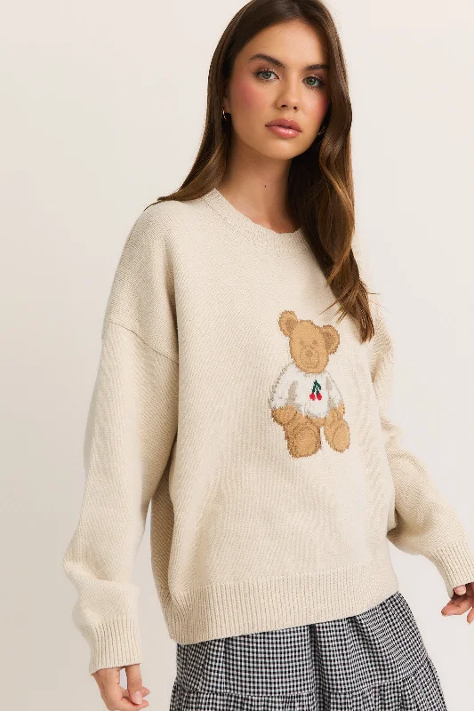 Teddy Sweater - CreamThermal Knit Tops