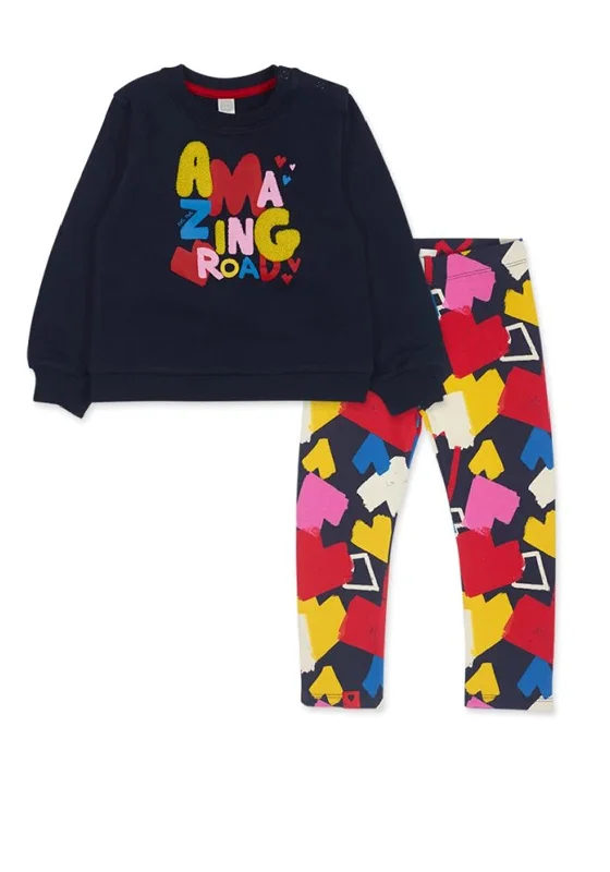 Tuc Tuc Girls Road To Adventure Sweater and Legging Set, Navy MultiLinen Knit Tops