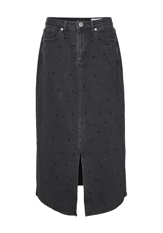 Vero Moda Tessa Rhinestone Embellished Denim Maxi Skirt, BlackCheerleader Skirt