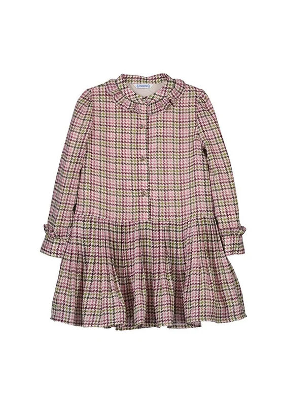 Mayoral Girl Plaid Long Sleeve Dress, PinkCasual Dress