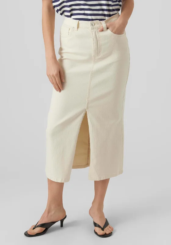 Vero Moda Wild Lucky Denim Midi Skirt, Pumice StonePetticoat