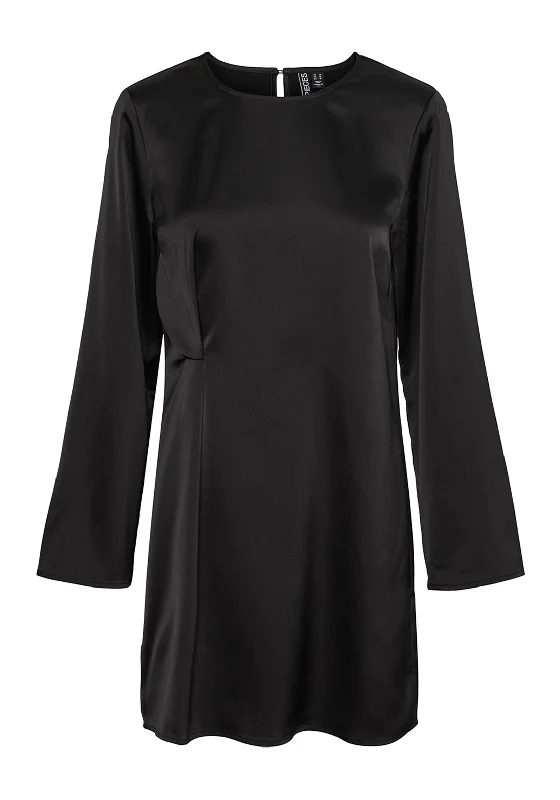 Pieces Norella Ruched Side Mini Satin Dress, BlackKaftan Dress