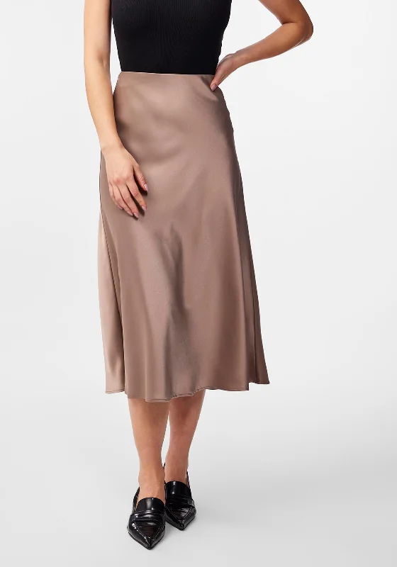 Y.A.S Pella High Waist Satin Midi Skirt, FungiCocktail Skirt