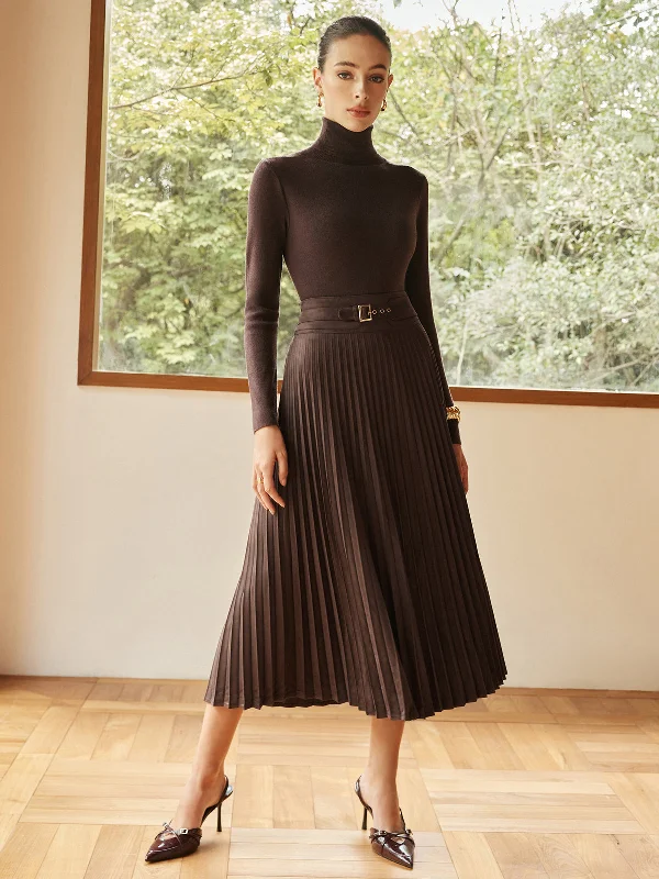 Pleated Suede SkirtSilk Skirt