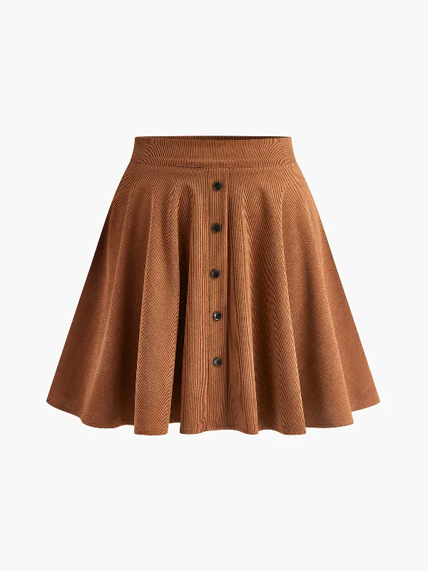 Corduroy Pleated Mini SkirtCrinoline