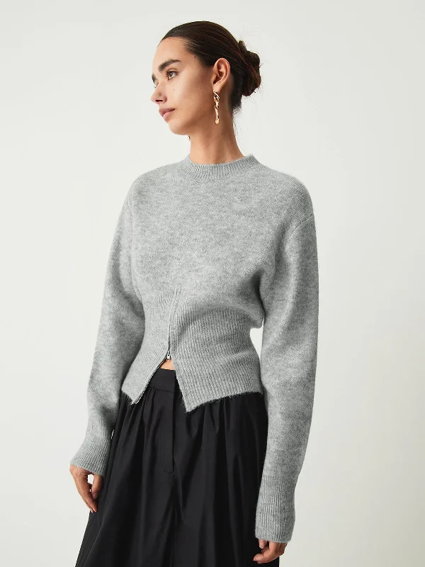 Half Zip Fuzzy SweaterLongline Knit Tops