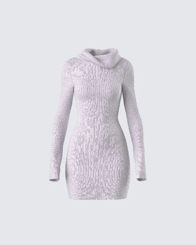 Hala Grey Cowl Neck Sweater DressCap-sleeve Dress