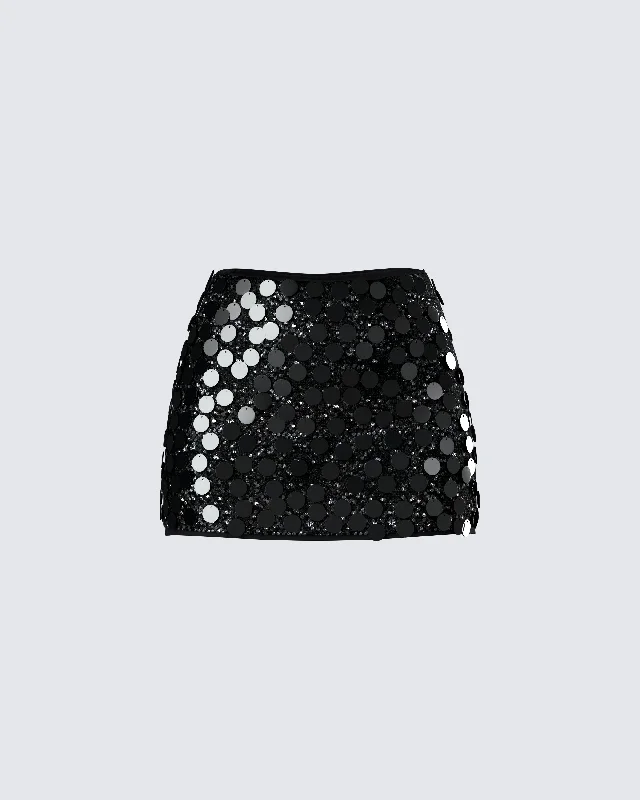 Philo Black Sequin Mini SkirtKilt