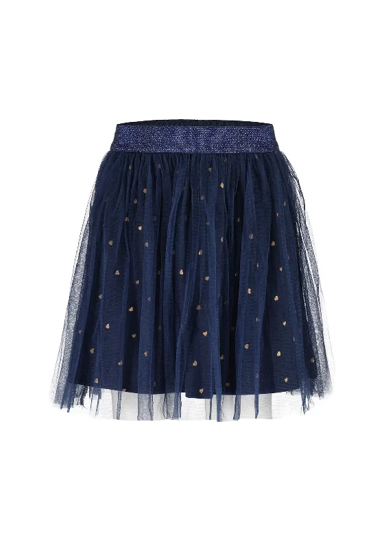 Blue Seven Girl Heart Print Tulle Skirt, NavyTennis Skirt