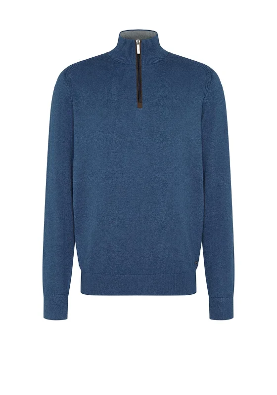 Bugatti Troyer Half Zip Knit Sweater, NavyWinter Knit Tops