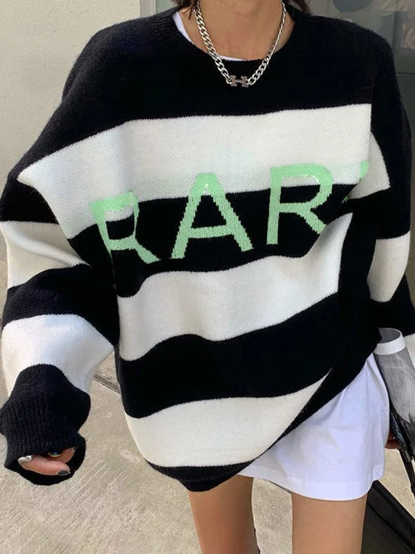 Rare Oversized Stripe SweaterCashmere Knit Tops