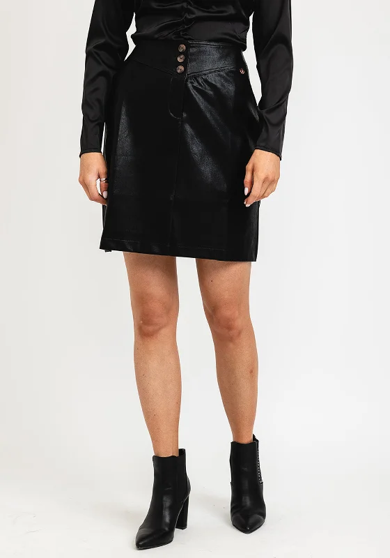 Rant & Rave Susan Faux Leather Mini Skirt, BlackWrap Skirt