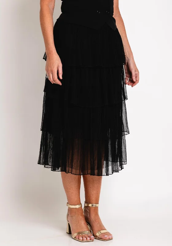 Serafina Collection One Size Tiered Tulle Midi Skirt, BlackTulip Skirt