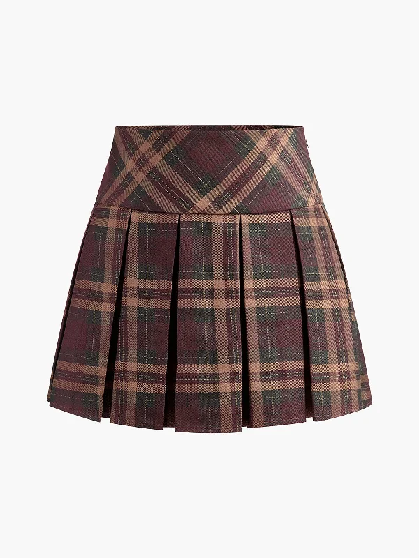 Checked Pleated Mini SkirtCulotte Skirt