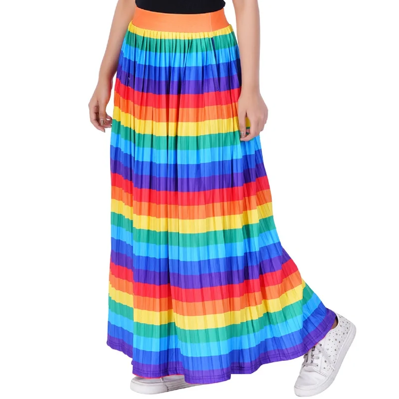 Life In Colors Rainbow Pleated Maxi Skirt [FINAL SALE]Under Skirt