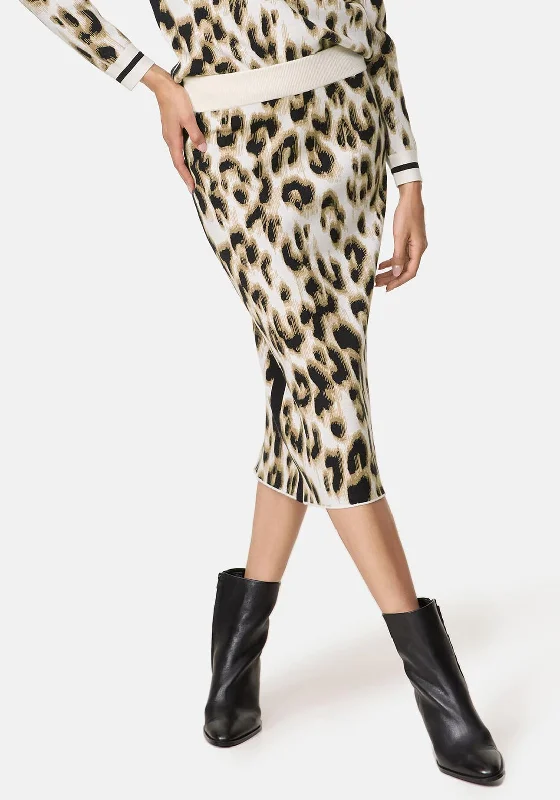 Gerry Weber Leopard Print Knit Pencil Skirt, BrownOffice Skirt