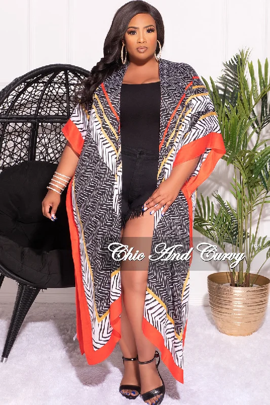 Final Sale Plus Size Caftan in Red Black and White PrintPlus size women's turtleneck tops