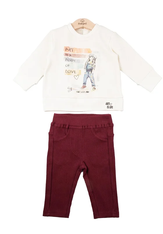 Babybol Baby Girl Art Is Life Sweater and Legging Set, MultiUrban Knit Tops