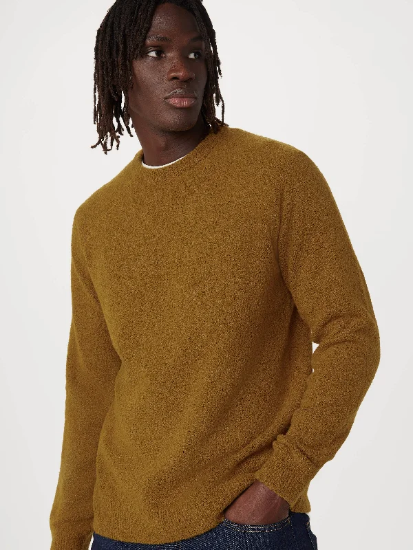 The Seawool® Boucle Sweater in BrownLeather-Paneled Knit Tops