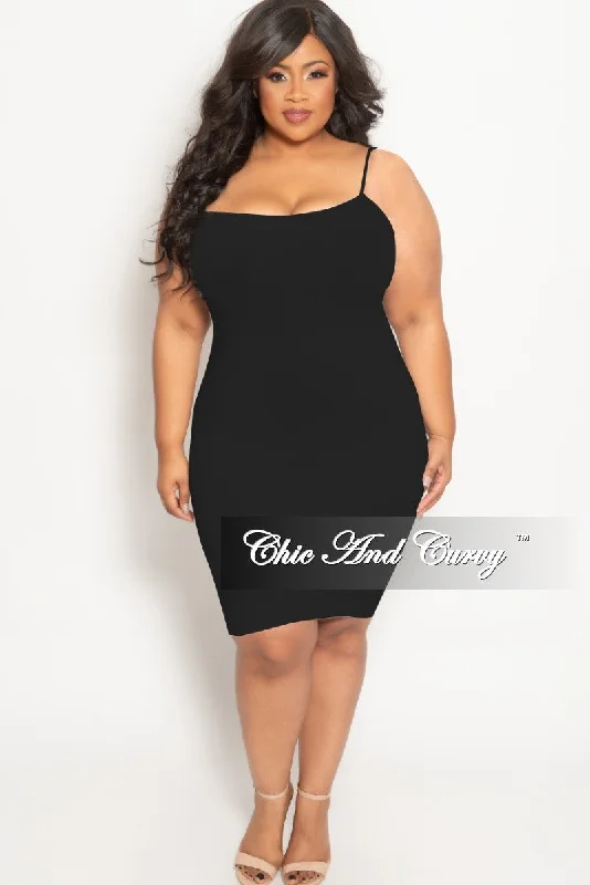 Final Sale Plus Size Spaghetti Strap Camisole Dress in BlackPlus size women's street style tops