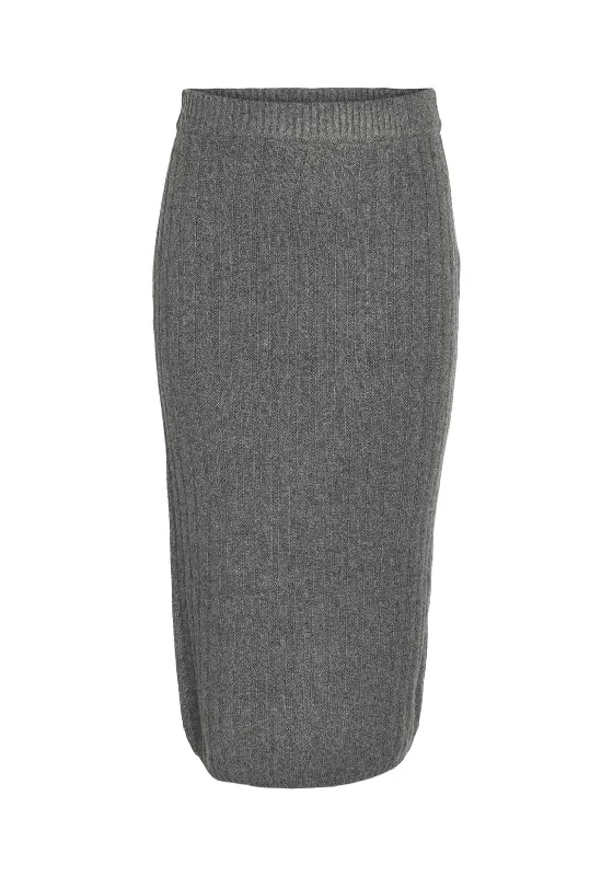 Noisy May Hannah Knit Midi Skirt, Dark GreyPetticoat