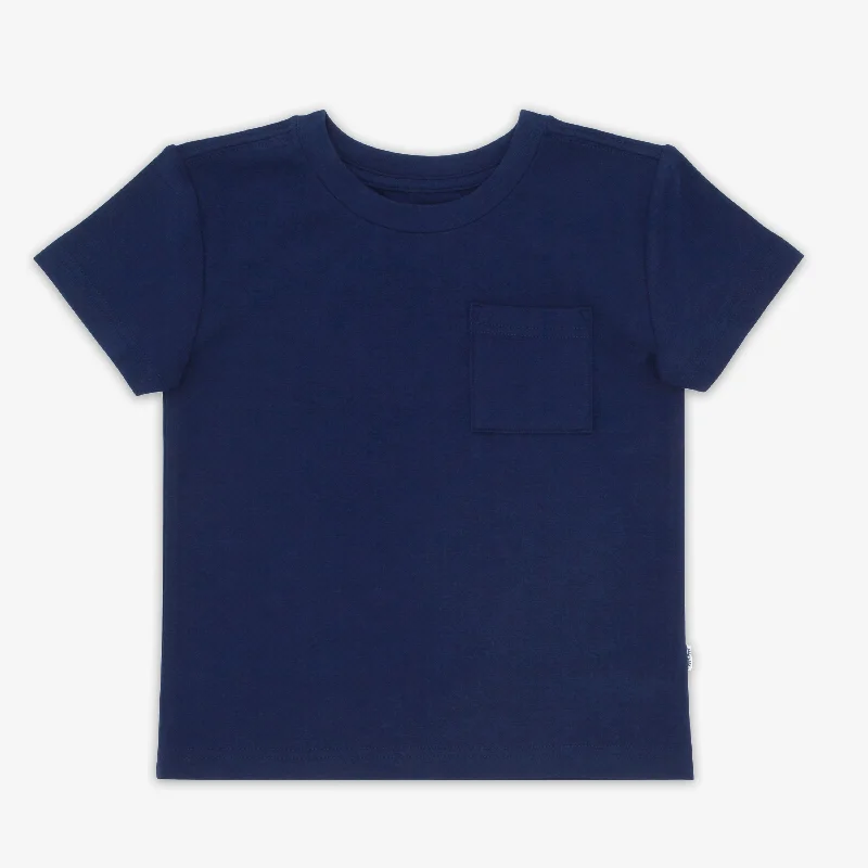 High-Fashion Short Sleeve TopsClassic Navy Short Sleeve Relaxed Pocket Tee