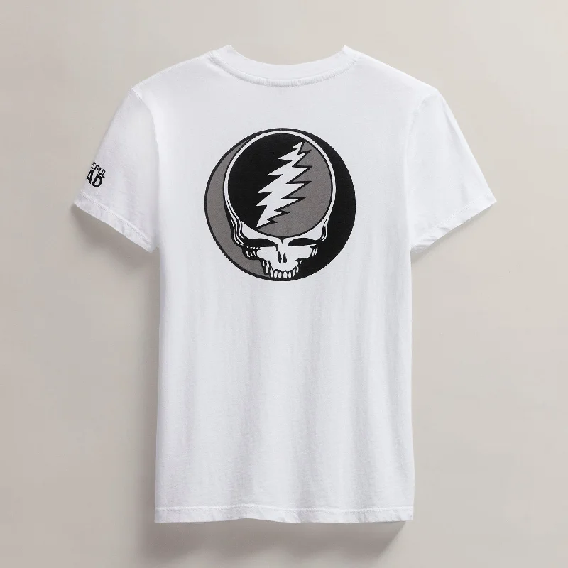 V-Neck Short Sleeve TopsWomen's Grateful Dead Short Sleeve - White/Black