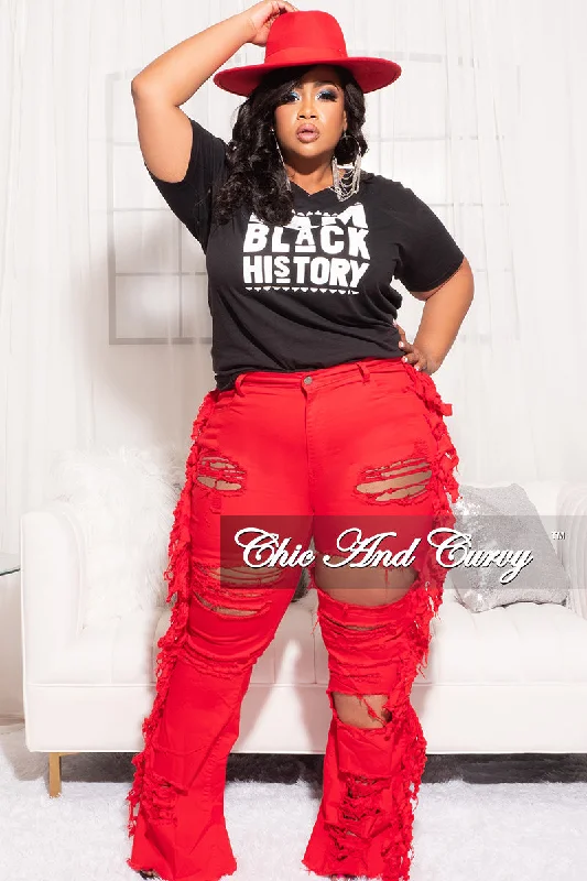 Final Sale Plus Size Short Sleeve V-Neck I Am Black History T-Shirt in BlackKnit Tee