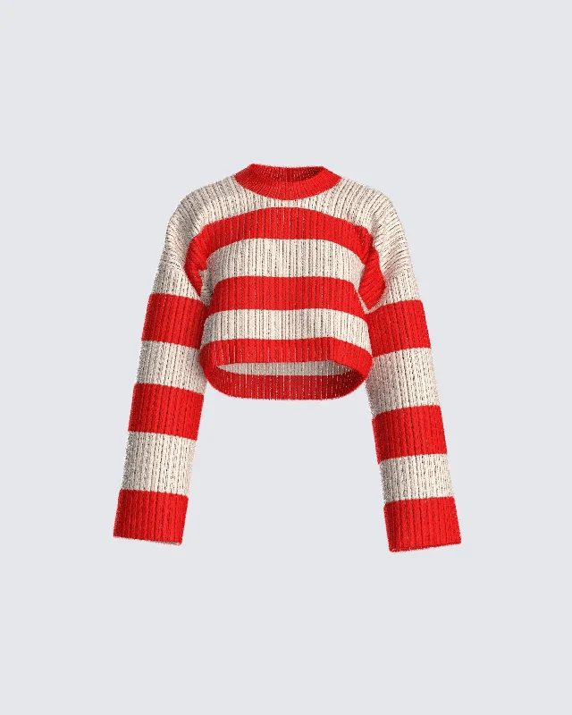 Nikko Stripe Sweater Knit TopCrewneck Knit Tops