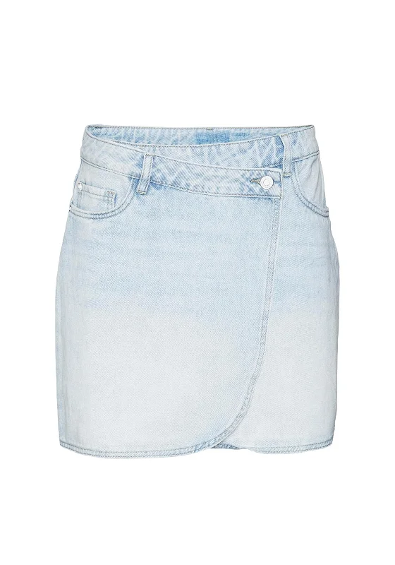 Vero Moda Betty Short Wrap Denim Skirt, Light Blue DenimDesigner Skirt