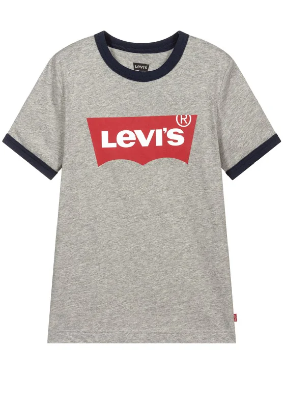 Reflective Short Sleeve TopsLevis Boys Logo Short Sleeve T-shirt, Grey Heather