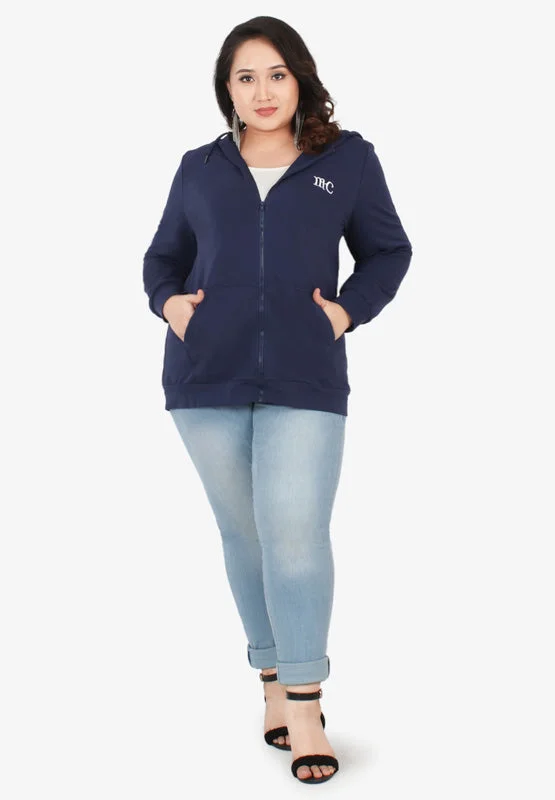 Honey Plus Size Hoodie Jacket - BlueLarge women's slim tops