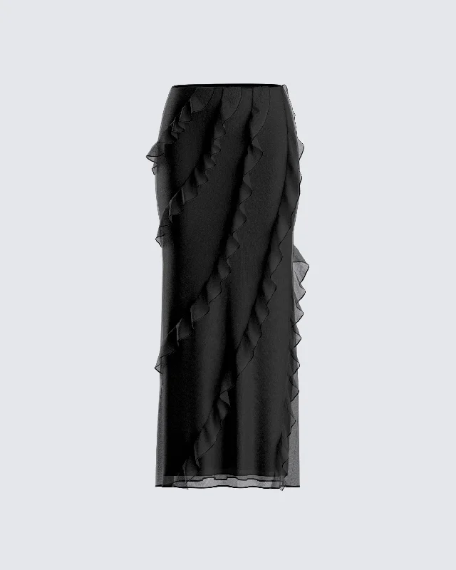 Sissy Black Ruffle Maxi SkirtBridal Skirt