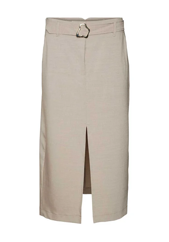 Vero Moda Janne Gold Buckle Pencil Skirt, Moon RockRunning Skirt